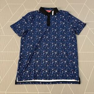 NEW Graham‎ Luxe Maddox Polo Size Large Multi Jet Black Floral Print $80 Golf
